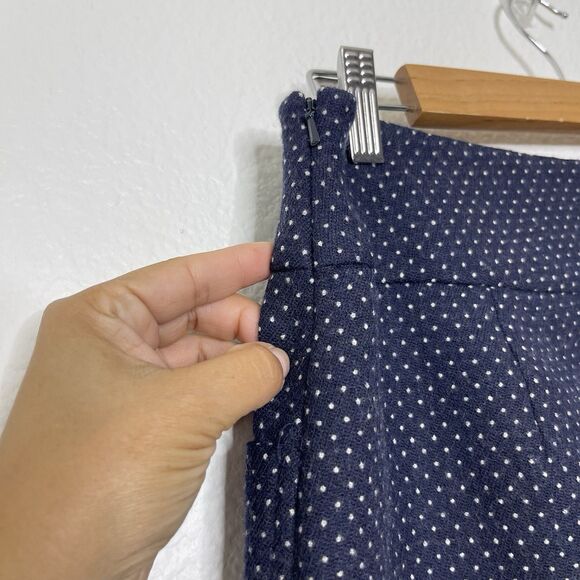 Hobbs London Mini Skirt US 8 UK 12 Blue Polka Dot Wool Blend Preppy A Line Paris - Picture 3 of 8
